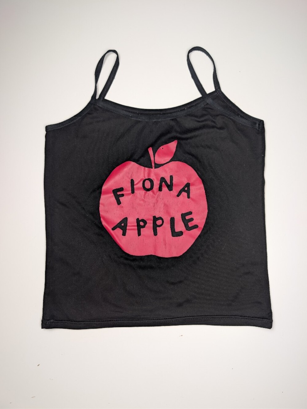 Fiona Apple Red Apple Graphic Cami Tank Top Black Spaghetti Strap 90s Y2K